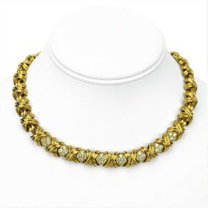 Tiffany & Co. 18k Gold and Diamond X Link Necklace